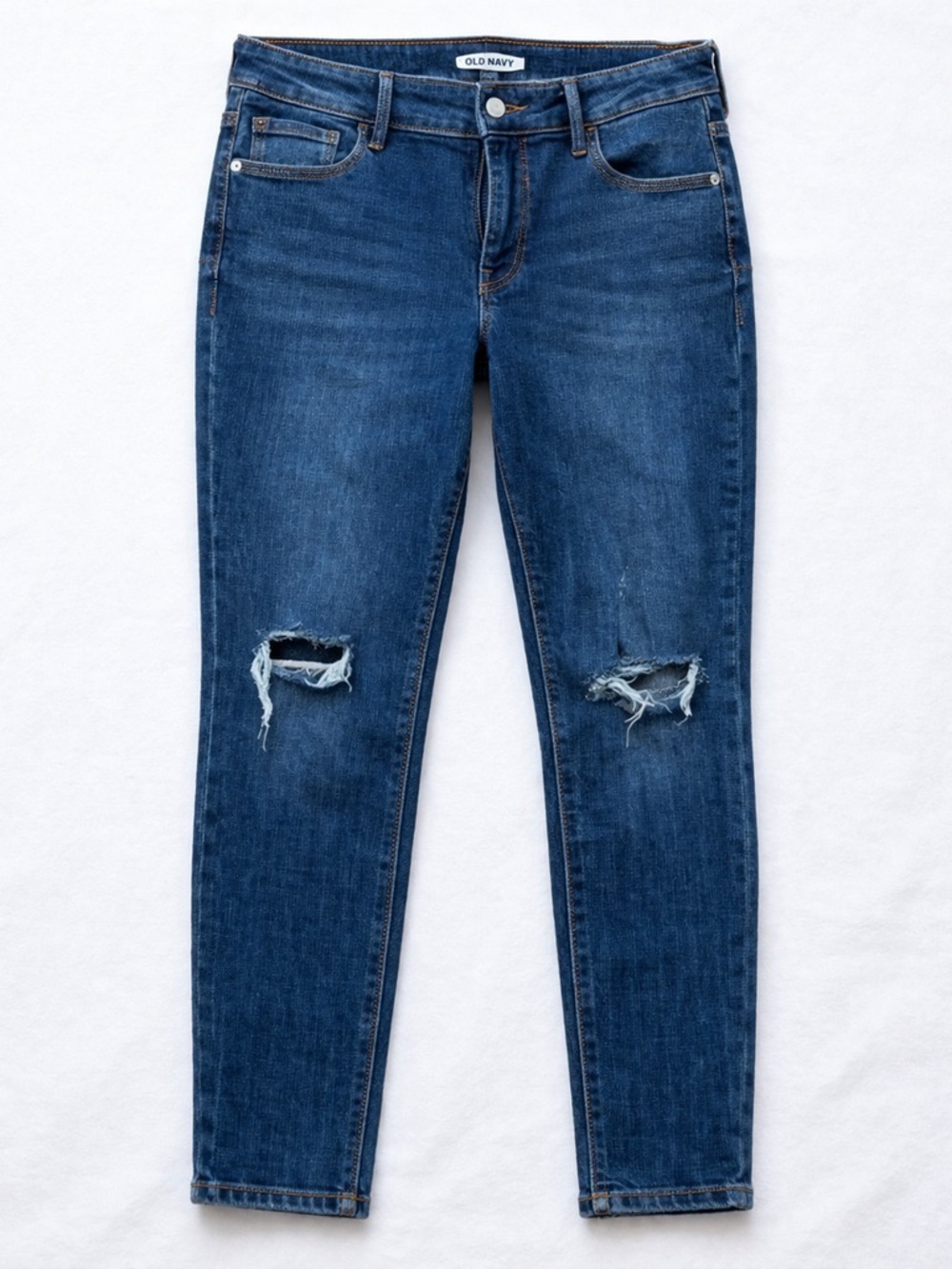 Old Navy Rockstar Mid Rise Super Skinny Jeans Distressed Blue Size 6